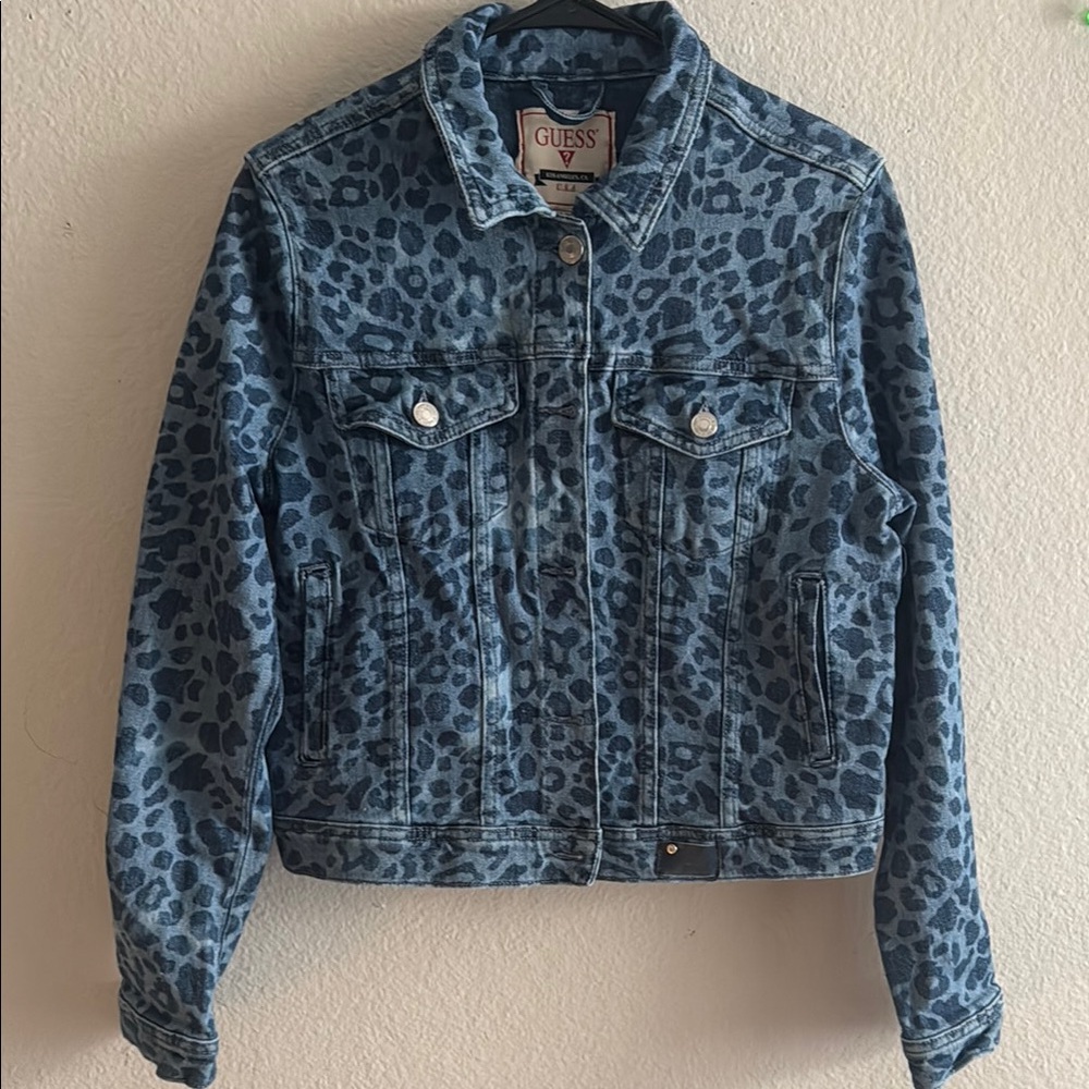 Guess Denim Jacket with Blue Animal Print